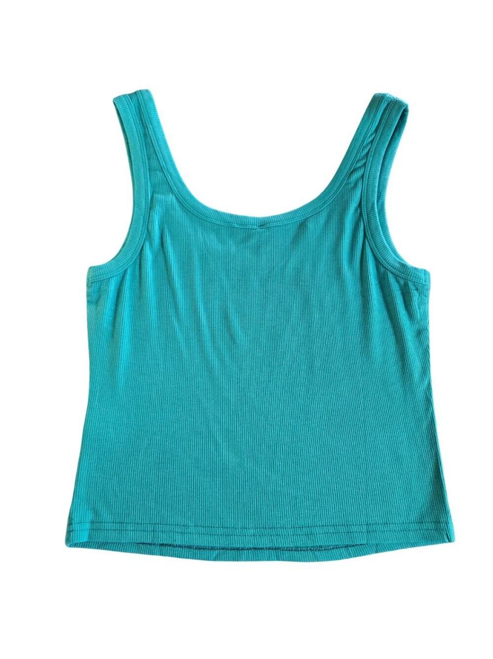 NWT | RIROW Aqua Blue Ribbed Crop Top | Sleeveless Tank | Size Medium - Picture 3 of 5